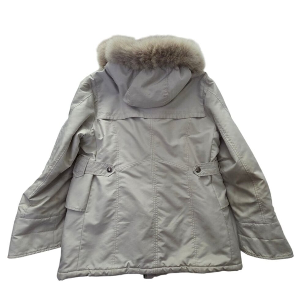 Fen-Nelli White Winter Parka Genuine Fur Hood Size 14 - Picture 2 of 11